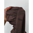 thumbnail image 7 of Coffee Brown Plus Size Casual Vacation Tie Front Ruffle Maxi Dress With V-Neck And Flared Sleeves, Spring Summer, 7 of 7