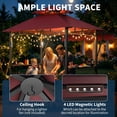 thumbnail image 2 of 8' x 5' Grill Gazebo Canopy with Extra 7' x 3' Awning, Heavy Duty Steel Frame, Double-Tiered Outdoor Grill Canopy with Shelves, 10 Hooks & LED Lights for Patio BBQ Backyard，Claret, 2 of 7