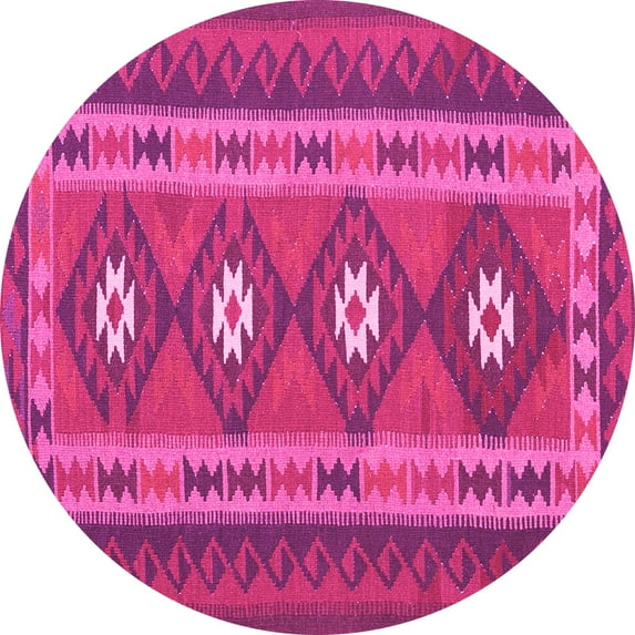 Ahgly Company Indoor Round Oriental Pink Traditional Area Rugs, 4' Round