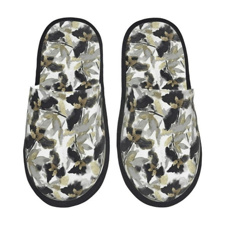 

Qekee Abstract Watercolor print Slippers for Women and Men Fluffy Cute Cozy House Slipper Funny Furry Bedroom Slippers for Women Indoor -Medium