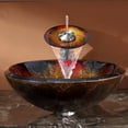 thumbnail image 3 of KRAUS Mercury Glass Vessel Sink in Red/Gold with Waterfall Faucet in Satin Nickel, 3 of 6