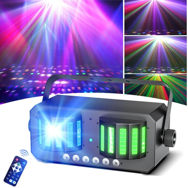 DJ Laser Light Double-headed Strobe Lights, DMX Remote Control Party Disco Lights, Sound Activated Stage Laser Rave Light for Parties Dancing Bar Club