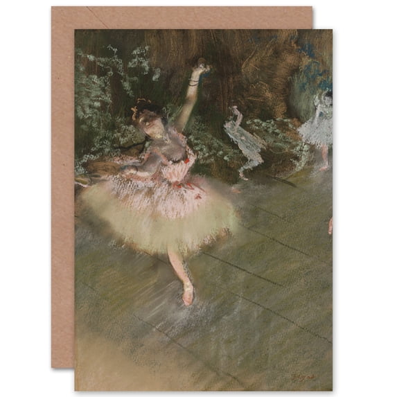 Edgar Degas The Star Dancer on Stage Ballet Fine Art Greetings Card Plus Envelope Blank inside