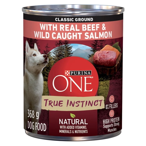 Purina ONE True Instinct Classic Ground Beef & Wild-Caught Salmon, Wet Dog Food 368 g