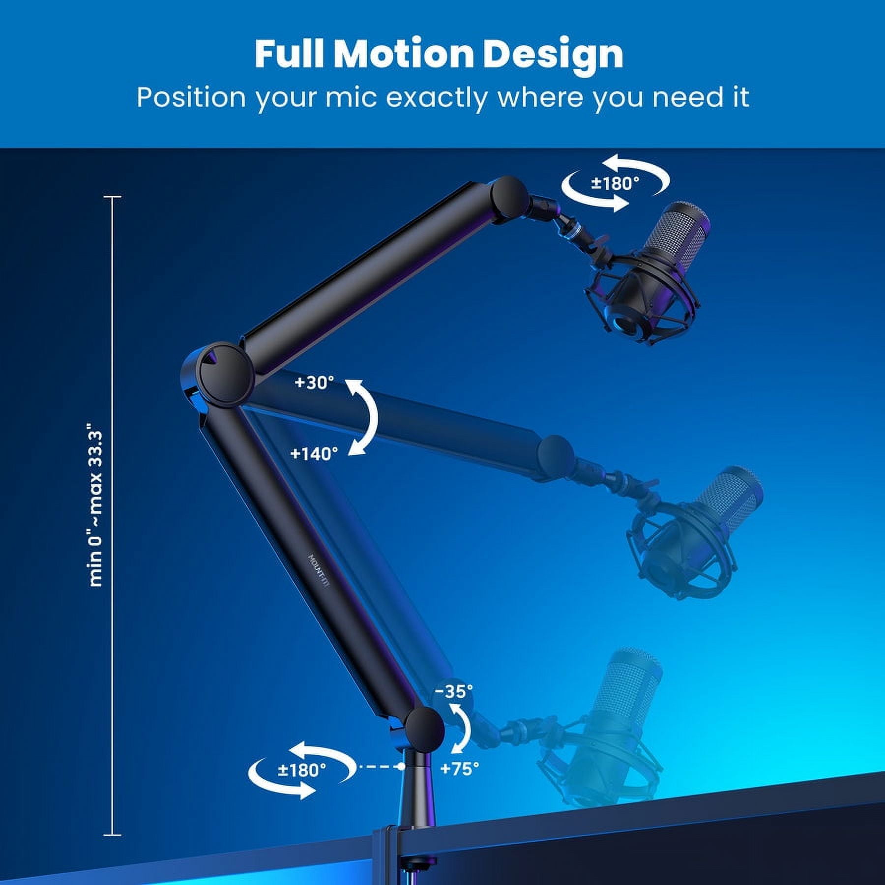 Mount-It! Full Motion Microphone Boom Arm for Podcasts, Meetings, Recordings
