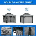 thumbnail image 5 of Dextrus 10ft x10ft Double Roof Hardtop Gazebo with Netting&Curtains, Metal Outdoor Pavilion,Ideal for Patio Lawn and Garden,Black,Grey Curtain, 5 of 5