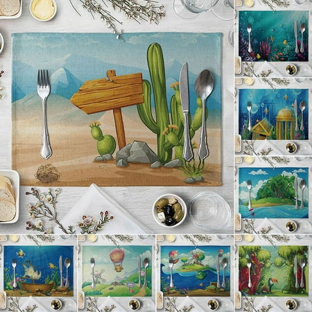 

SPRING PARK 42x32cm Underwater Scene Print Placemats Table Mats Washable Non Slip Heat Insulation Place Mats Dining Room Kitchen Decor