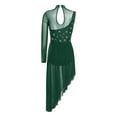 thumbnail image 2 of iiniim Women's Rhinestone Lyrical Dance Costume Sheer Mesh Leotard Flowy Figure Skating Dress Green S, 2 of 7