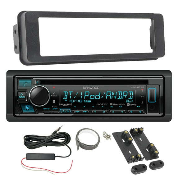 Kenwood KDC-BT33 Single-DIN In-Dash CD/Bluetooth Receiver, Scosche HD7000AB ISO DIN Dash Kit for Select 96-13 Harley Davidson Motorcycles, Amplified Signal Reception Booster Kit