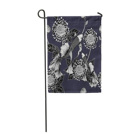 LADDKE Koi Fish and Chrysanthemum Pattern by Tattoo Highly Detailed Garden Flag Decorative Flag House Banner 12x18