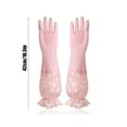 thumbnail image 3 of Long Rubber Dishwashing Gloves - Waterproof Household Kitchen Cleaning Gloves, Durable Laundry Gloves with Floral Design, 1 Pair, White/Blue/Pink, 16.53" Length, 3 of 6