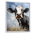 thumbnail image 2 of Designart "Minimalist Black And White Cow II" Animals Cow Floater Framed Canvas Art Print, 2 of 5