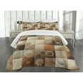 thumbnail image 3 of Ambesonne Brown Quilted Bedspread Set 3 Pcs, Sepia Color Palette Boho Art, Queen Size, Beige and Pale Cinnamon, 3 of 4