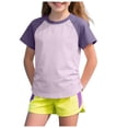 thumbnail image 3 of larppty Toddler T Shirts Cotton Summer Tshirts Boys Girls Basic Tee Color-Block Short Sleeve Clothes Crew Neck Shirts 2-7Y (Purple, 8-9 Years), 3 of 6