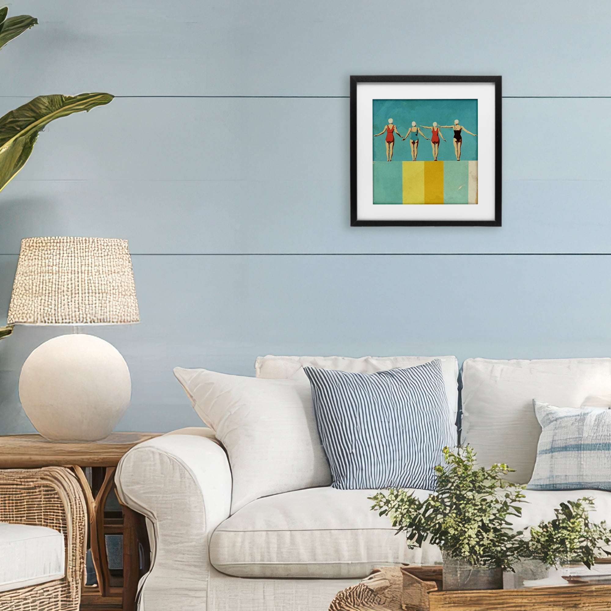 Stupell Industries Four Figures on the Pool Black Framed Print Under Glass, design by Layla Oz