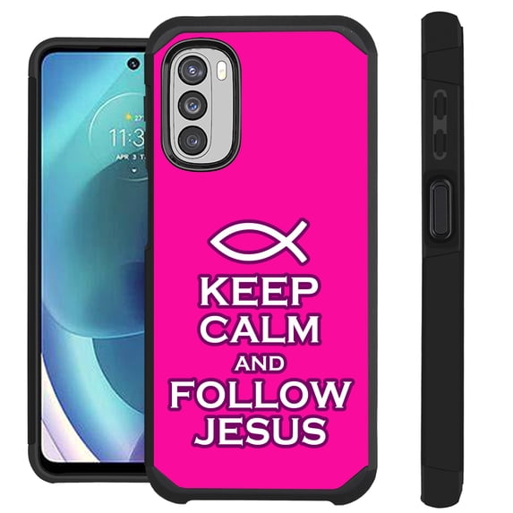 Compatible with Motorola Moto G 5G (2022) Hybrid Fusion Guard Phone Case Cover (Pink Follow Jesus)