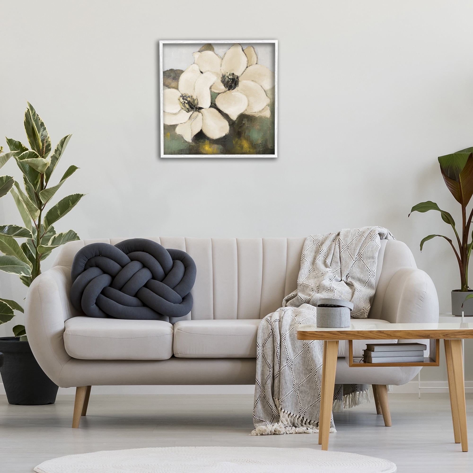 Stupell Industries Magnolia Blossom Duo Botanical & Floral Painting White Framed Art Print Wall Art, 24 x 24
