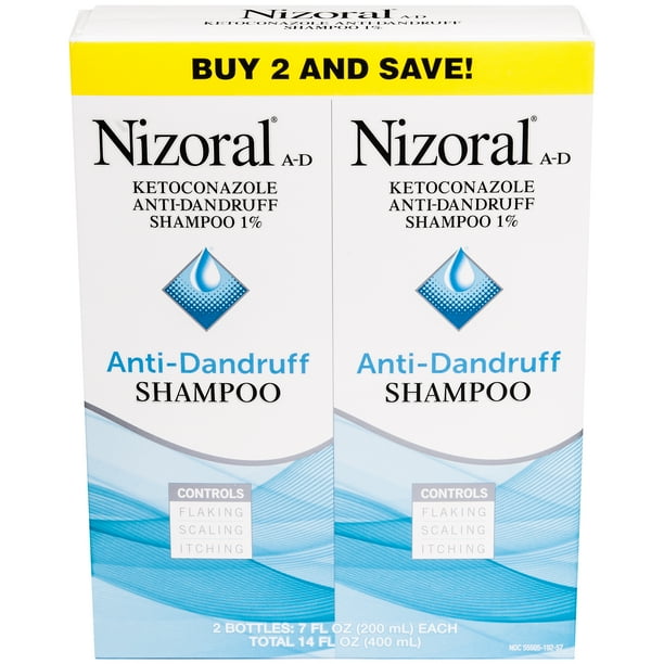 Nizoral AD AntiDandruff Shampoo 2 Bottles, 7oz Each
