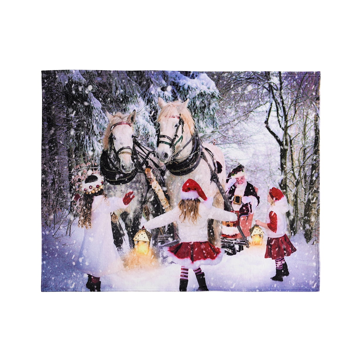 Christmas Holiday Printed Fleece Throw Blanket, Super Soft Blanket For Sofa Bed