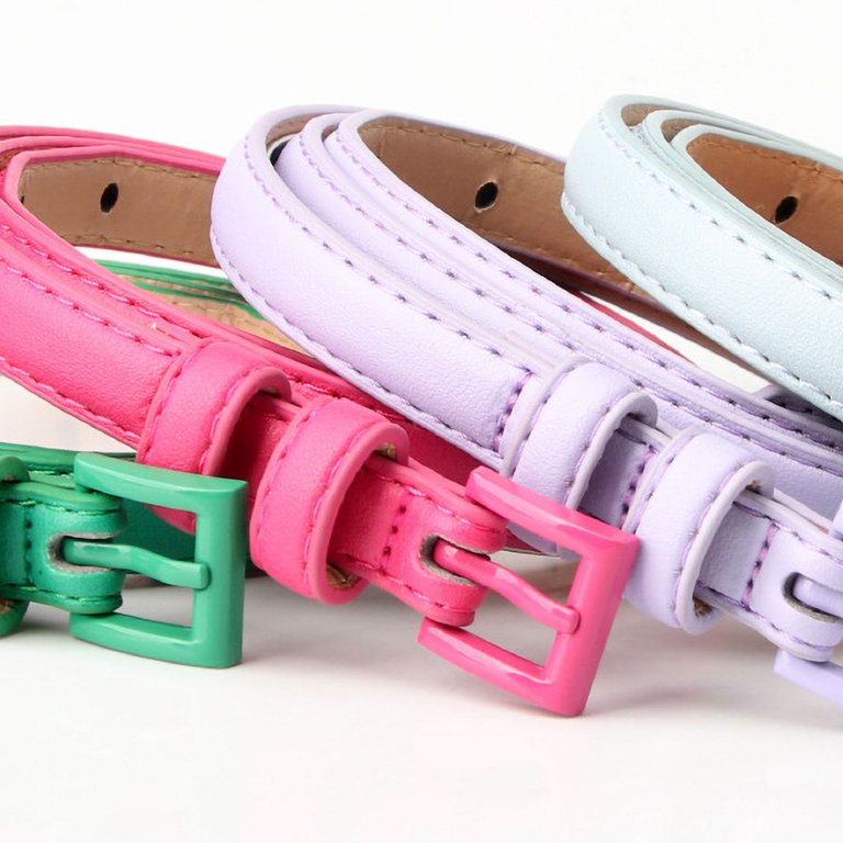 Women Skinny Leather Belt Thin Waist Jeans Belt for Pants in 