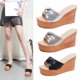 thumbnail image 2 of ¡Novedad de 2022! Zapatillas cómodas con cuña y apertura, zapatos de boda para mujer, chanclas doradas de verano con tacones altos, zapatillas de playa para mujer 36 Gao Jinjia LED, 2 of 2