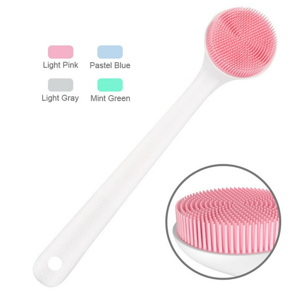 Triani Back Scrubber,Silicone Bath Body Brush Exfoliator Back Brush Long Handle for Shower,Body Shower Washing Brush Deep Cleaning Spa Brushing for Men/Women,Pink