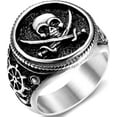 thumbnail image 1 of YAZI Stainless Steel Antique Vintage Skull Pirate Knife Death Halloween Cocktail Party Biker Ring, 1 of 9