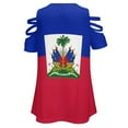 thumbnail image 5 of Haiti Flag Womens Summer V Neck Zipper Top Short Sleeve T Shirt Off Shoulder Top Casual Classy Loose Shirts, 5 of 7