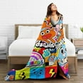 thumbnail image 3 of The Amazing Anime World of Gumball Blanket Throw Blankets Ultra Soft Flannel Lightweight Throws for Couch, Bed,All Seasons Use 60""x50"", Black, 3 of 9