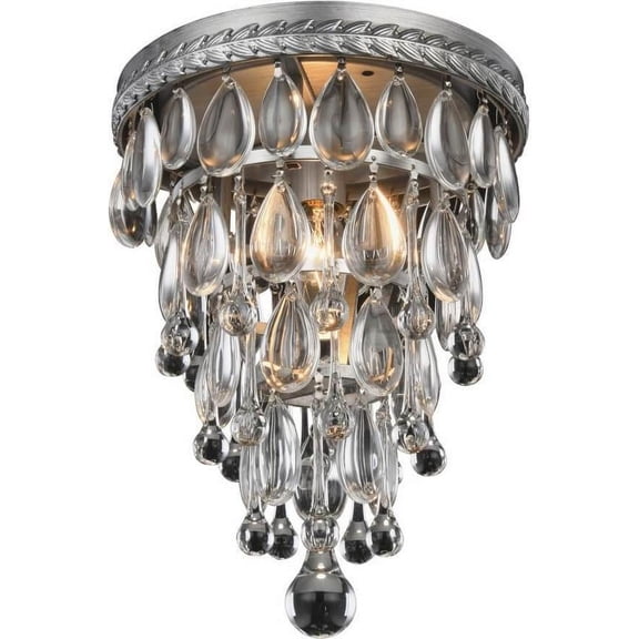 Flush-Mount NORDIC Contemporary 1-Light Antique Silver Royal-Cut Crystal EL-2730