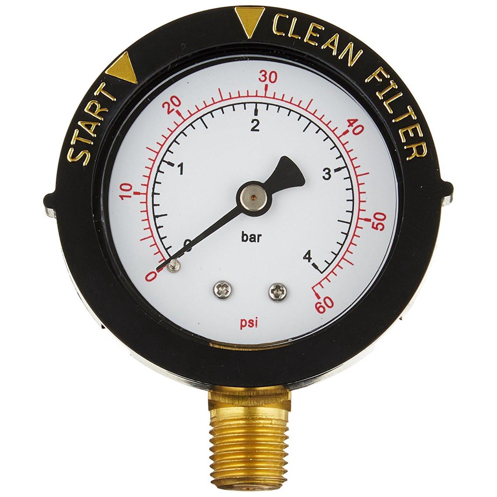 Pentair Filter Pressure Gauge, With Dial 1/4, Bottom Connection