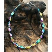 Purple & Teal Hematite Anklet One-Size NEW