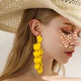 thumbnail image 3 of Yellow Long Acrylic Rose Petal Dangle Drop Earrings for Women Exaggerated Flower Tassel Statement Earring, 3 of 5