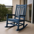 thumbnail image 1 of Bingirl Outdoor Rocking Chair HDPE Plastic Patio Rocker Chair for Porch Deck Lawn GardeNavy Blue (Four straight back panels), 1 of 7