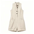 thumbnail image 6 of Tqcoqu Summer Rompers for Women,2026 Button Down Jumpsuit with Pockets,V Neck Sleeveless Mini Casual Jumpsuit,Beige Women's S-XXXL, 6 of 6