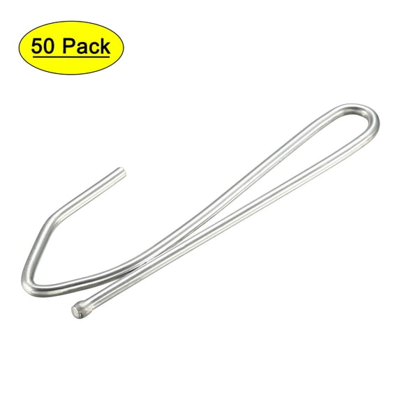 Uxcell 2.7" Curtain Hooks Pin-On Drapery Hook Zinc Plating Silver Tone 50 Pack