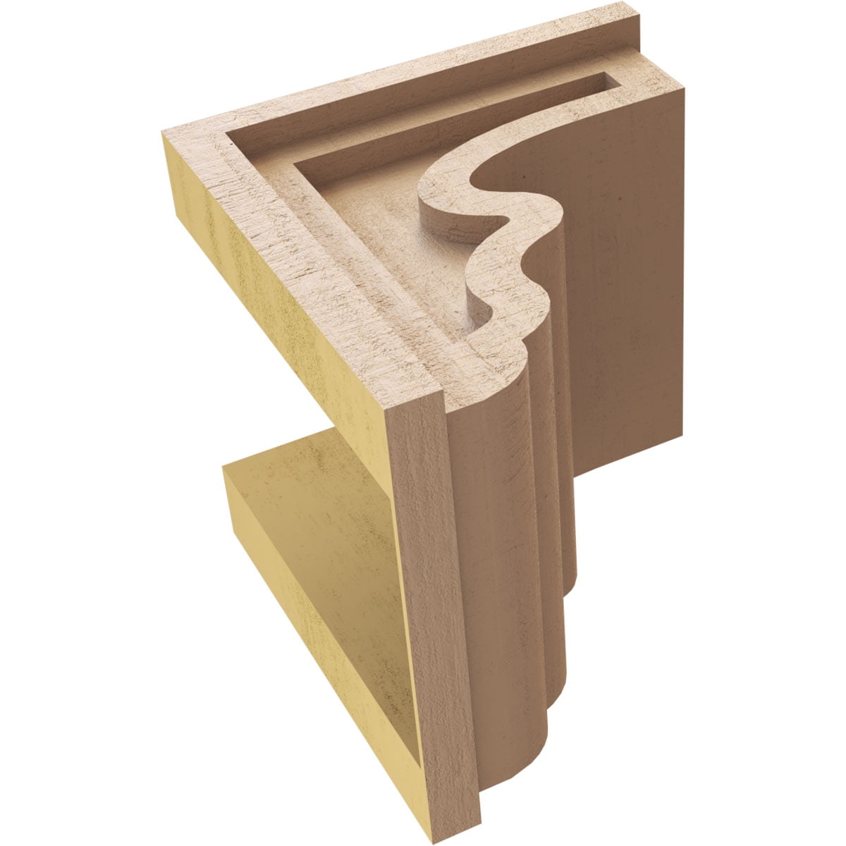 8"W x 8"D x 8"H Wide Highland Rough Cedar Woodgrain TimberThane Corbel, Primed Tan