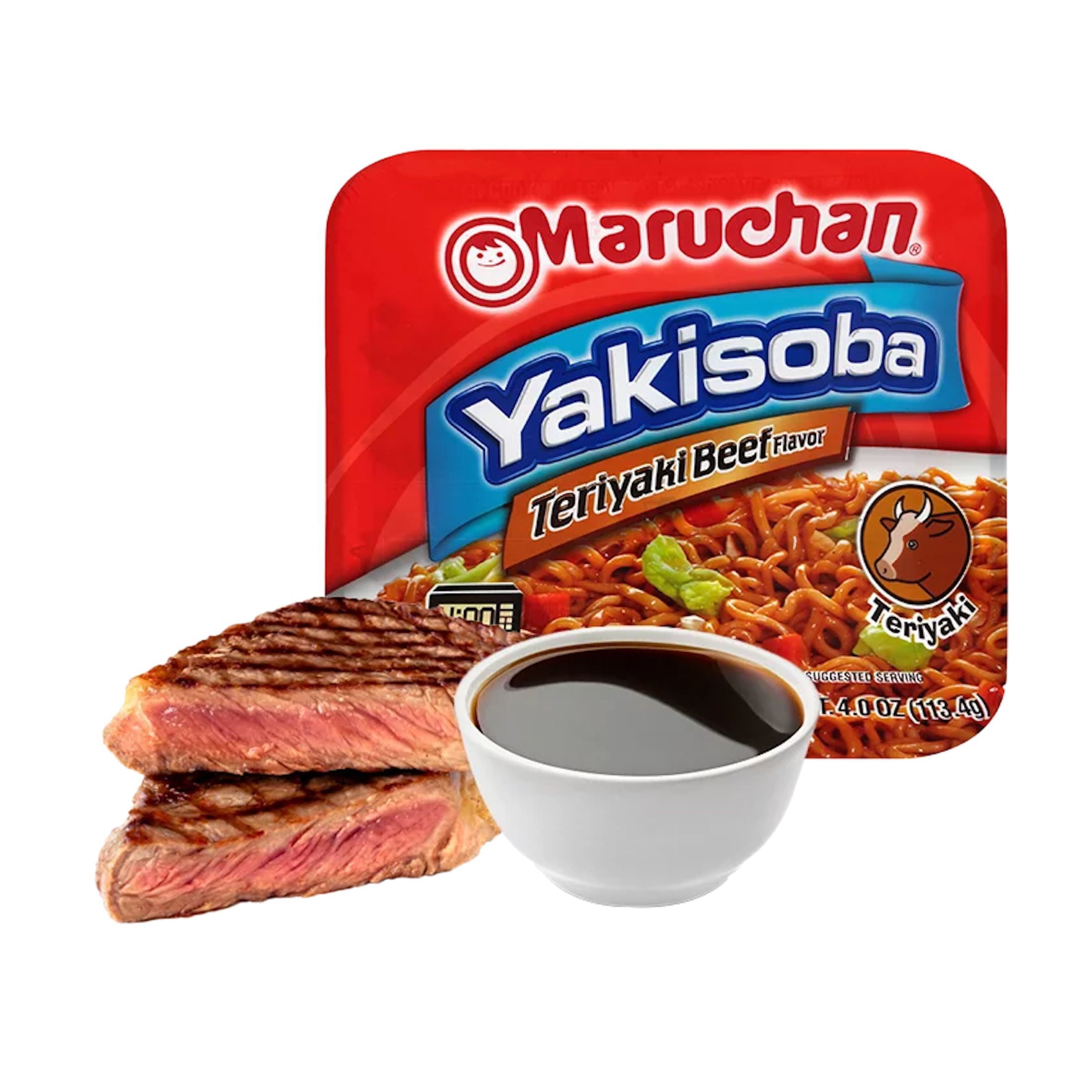 Maruchan Yakisoba Teriyaki Beef Flavor Noodles 4 oz (Pack 6)