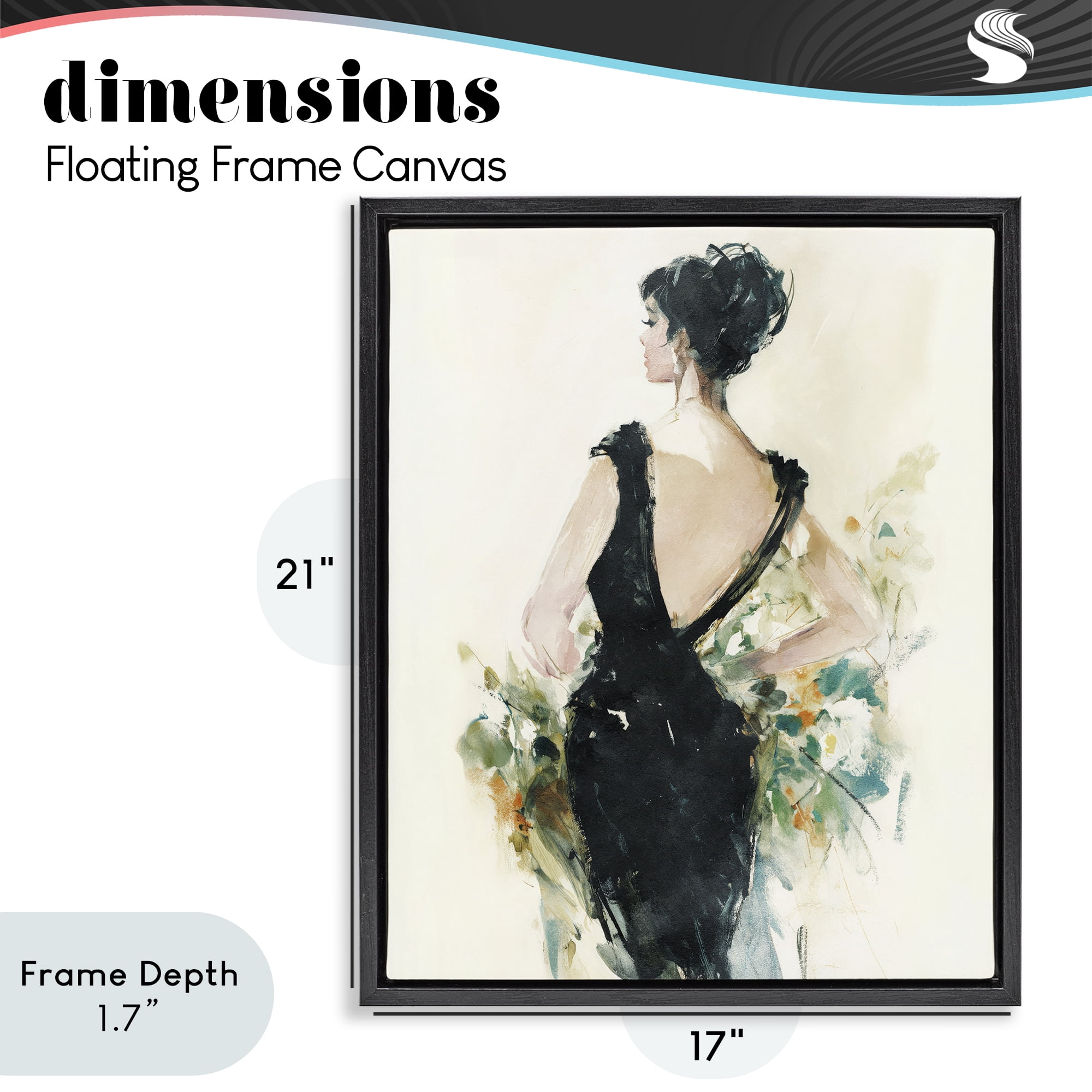 Stupell Industries Backless Reverie Gown Black Framed Floater Canvas Wall Art, design by Svetlana Aleynikova