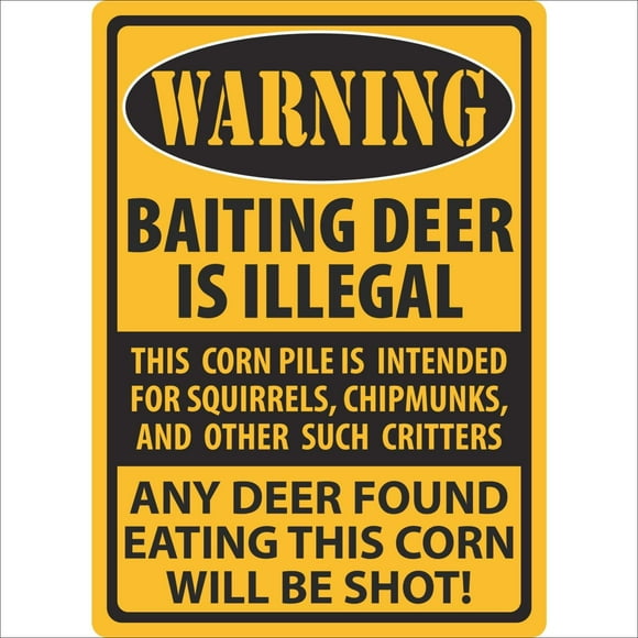 Rivers Edge Products Warning- Baiting Deer Tin Sign