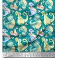 thumbnail image 1 of Soimoi Green polyester Crepe Fabric Dinosaurs Kids Print Fabric by the Yard 52 Inch Wide, 1 of 3