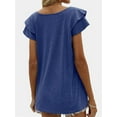 thumbnail image 2 of Womens Causual V Neck Short Sleeve Shirts Loose Tops Office Business Casual Blouses Dressy Shirts, 2 of 6