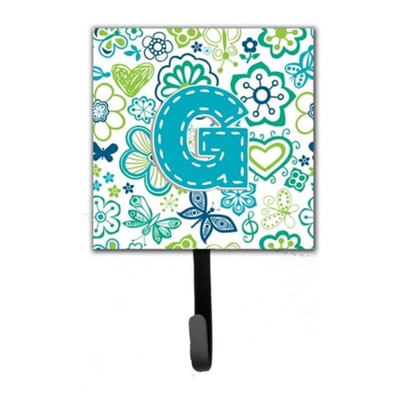 Carolines Treasures CJ2006-GSH4 Letter G Flowers And Butterflies Teal Blue Leash & Key Holder