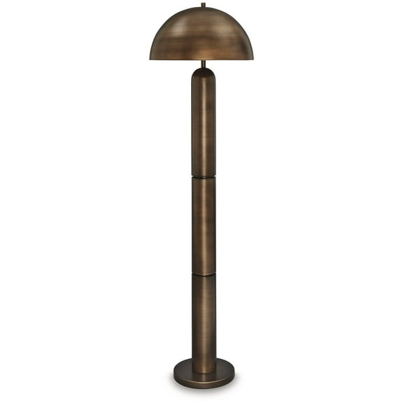Signature Design by Ashley Wendfield Industrial Metal Floor Lamp with Dome Shade - Antique Copper