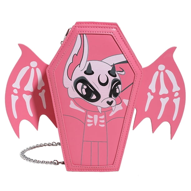Mochila Halloween Btafrte 5033 Rosa PU Bolso Hombro Con Cadena Con Dibujos Animados