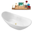 thumbnail image 5 of 68" Streamline G-80-313-GLD Soaking Glossy White Freestanding Tub and Tray With Internal Drain in Polished Gold, 5 of 13