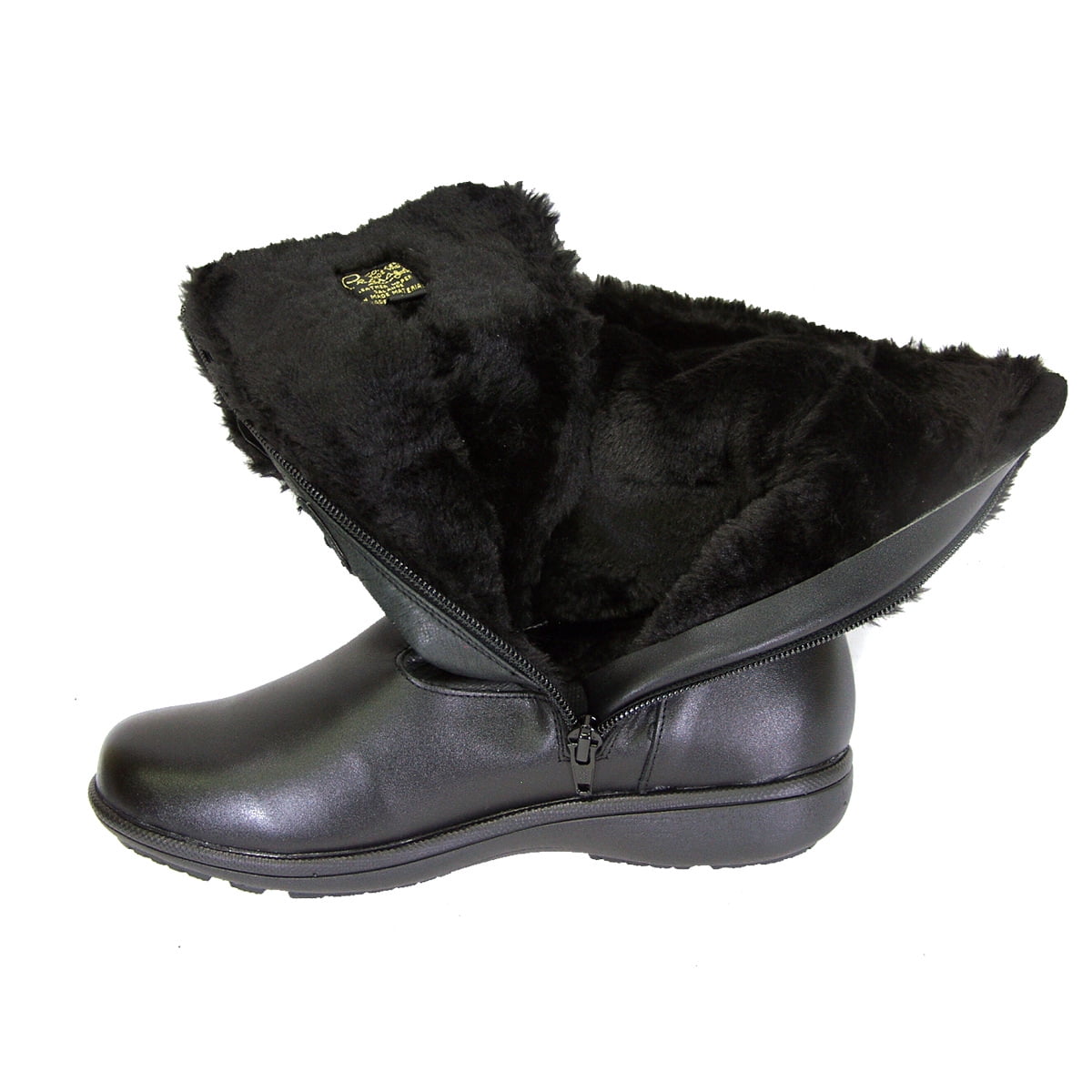 PEERAGE Carly Women Extra Wide Width Leather/Fleece Boot BLACK 9