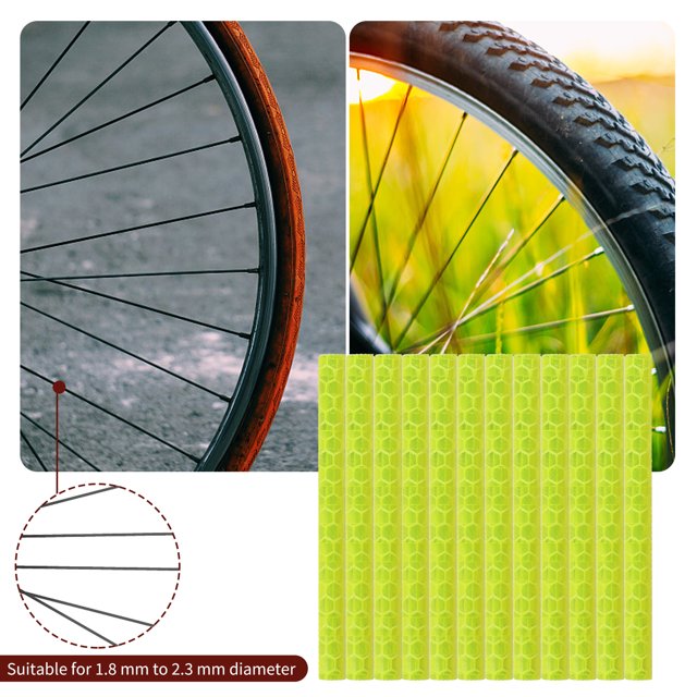 Reflectores De Radios Spoke Reflector 12 piezas MTB Bike Wheel Spoke tiras reflectantes (amarillo)