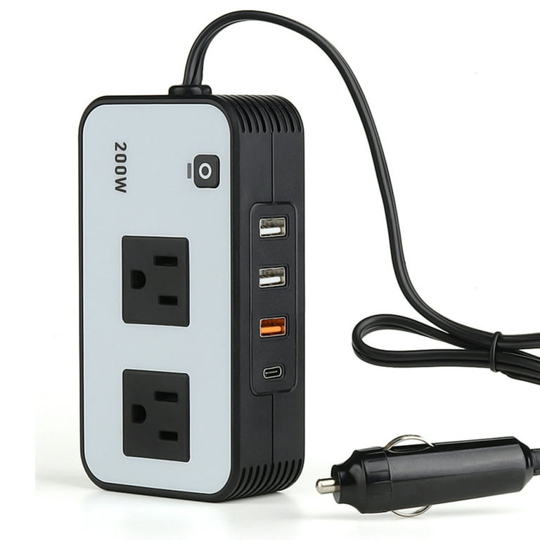 axGear Car Power Inverter 200W USB AC Port 110V Outlet Car Cigarette Lighter 