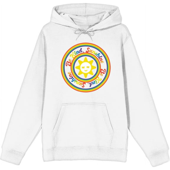 Pride "Be Kind Sunshine" Adult White Long Sleeve Hoodie-Large